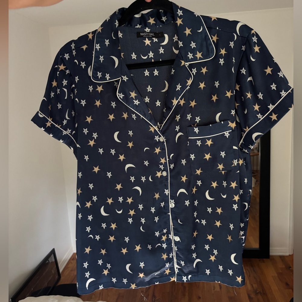 Nasty Gal Satin Star and Moon Blouse